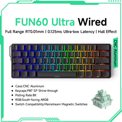 Teclado Gaming Mecânico Akko MonsGeek FUN60 Ultra com Interruptores Magnéticos, 60%, Rapid Trigger, 8K HE/TMR, Teclado Gamer Personalizado em Alumínio
