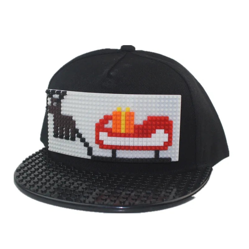 Șepci de baseball cu imprimeu cartoon patchwork, blocuri DIY, șepci snapback, șepci hip-hop pentru bărbați și femei, șepci detașabile cu pixeli, șepci „dad hats”, pentru copii și adulți