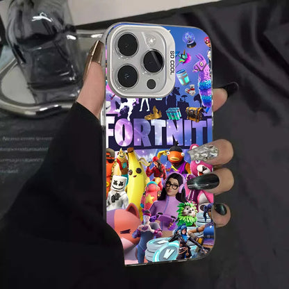 1pc Game F-fornite Phone Case Phone Case IMD Color Silver Shell For IPhone 16 15 14 13 12 11 Pro Max Plus
