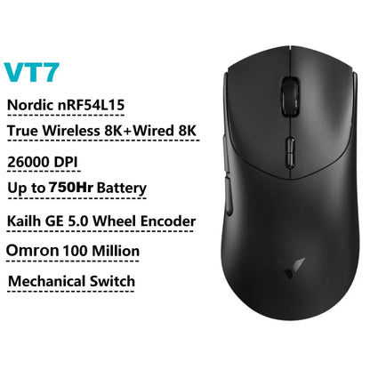 Rapoo GEN-2 VT7 Wireless Gaming Mouse, 8K Polling Rate, 53g Lightweight Gaming Mouse, 26K DPI, Macro Enabled, Rechargeable Gaming Mouse