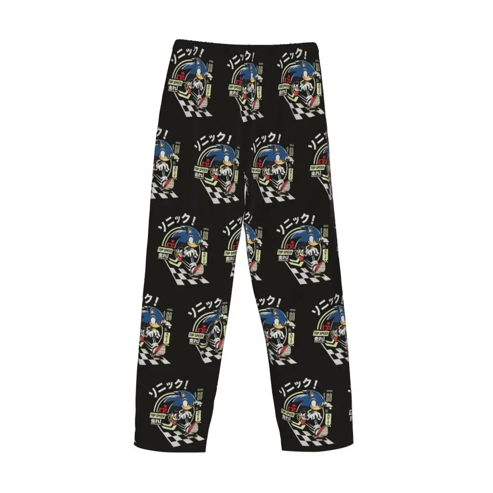 Custom Print Men's Soniced Pajama Pants Hedgehog Game Sleepwear Sleep Lounge Bottoms with Pockets