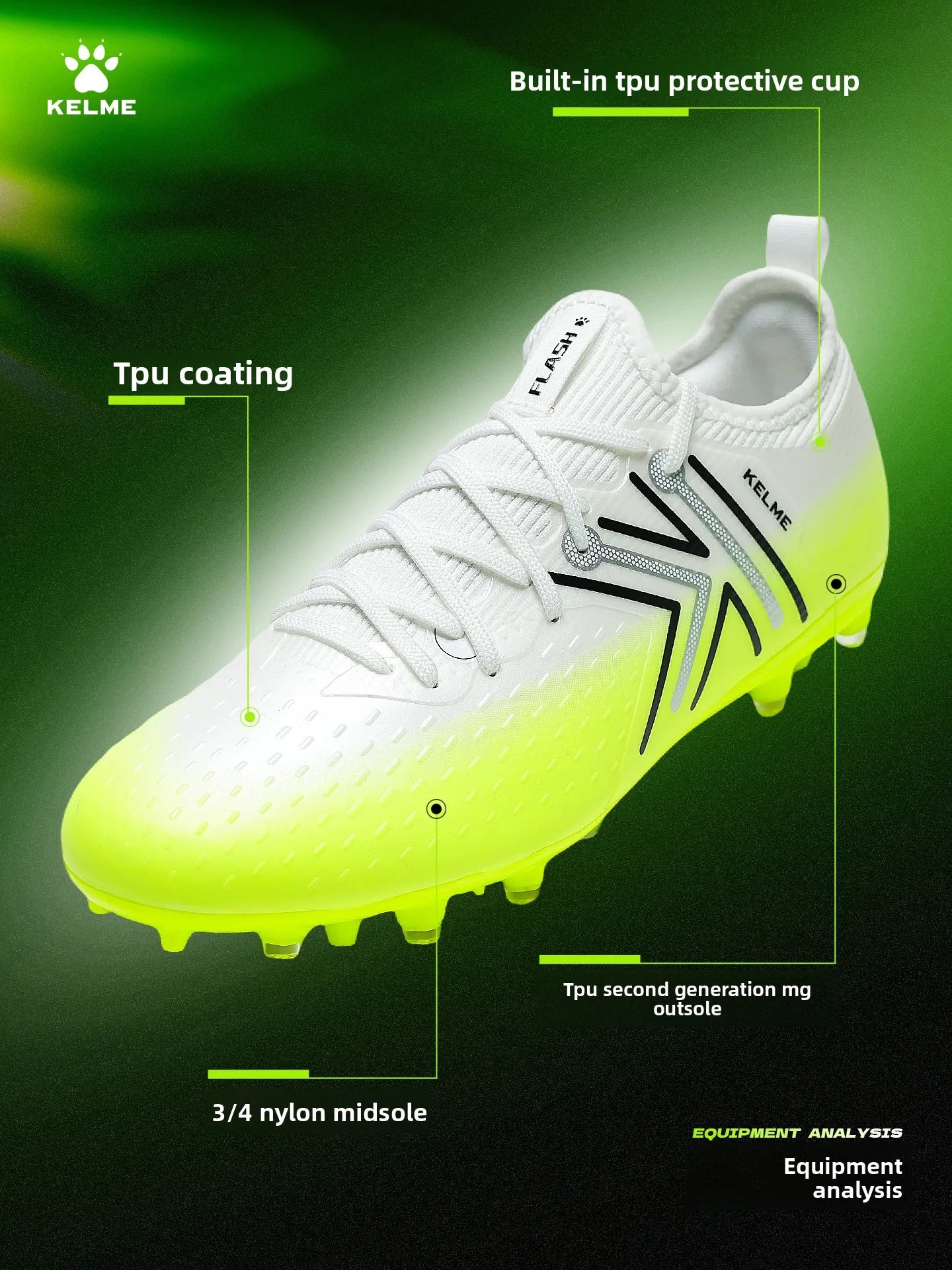 Kelme Men's Mg Soccer Cleats Indoor Short Studs Professional Match Football Boots Slip-resistant Training Turf Shoes