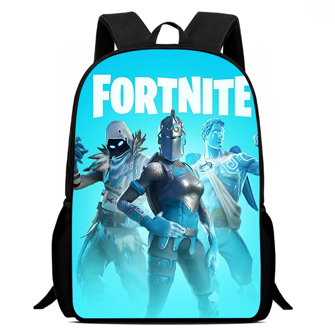 Fortnite 15 tommer tegneserie-skolerygsæk til børn, drenge og piger, cool gaming-print, let og rummelig rygsæk, egnet til alderen 5-8