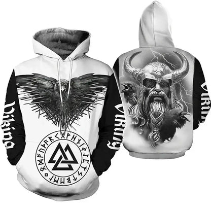 2024 Mens Hoodies Eagle Tattoo Pattern Vikings 3D Printed Fashion Casual Harajuku Hip Hop Autumn And Winter Oversized Sudaderas, Produit gaming premium Fraquane