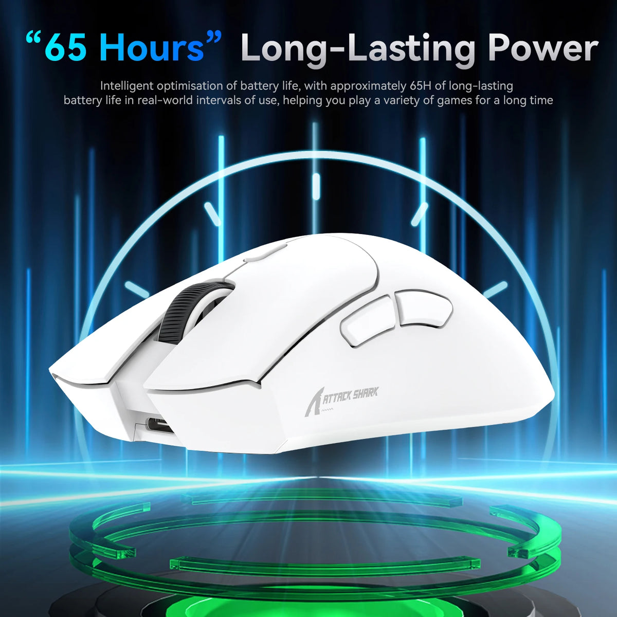 ATTACK SHARK R1 Tri-Mode Gaming Mouse, 18,000 DPI PixArt PAW3311 Wireless Gaming Mouse, 59g Ultralight Gaming Mouse for PC, Mac & Laptop