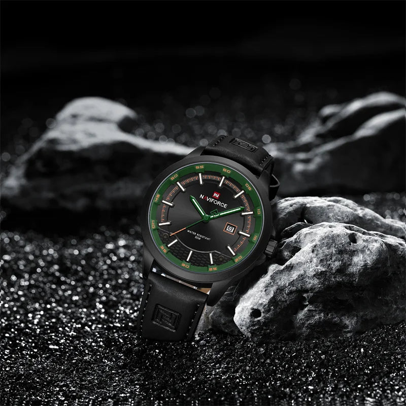 Naviforce 9248 Top Brand New Sport Wristwatch Luxury Military Auto Date Leather Simple Quartz Original Male Clock