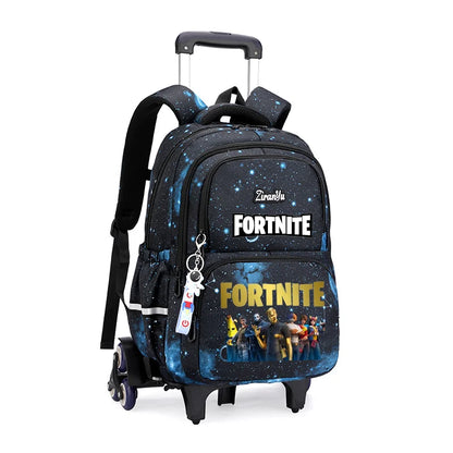 Чанта с колелца Fortnite за лесно изкачване на стълби, аниме, водоустойчива раница на колелца с голям капацитет за ученици, ежедневна пътна чанта