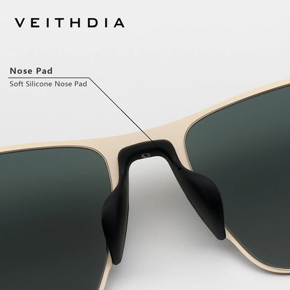 VEITHDIA Brand Fashion Sunglasses Stainless Steel High-definition Nylon Lens Polarized UV400 Eyeglasses For Men Women,  8212