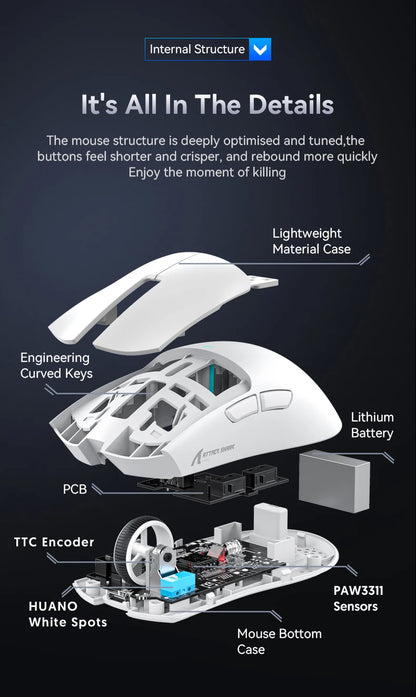 ATTACK SHARK X11SE Wireless Gaming Mouse, Tri-Mode Superlight Mouse with PAW3311 Sensor, 22000 DPI, 63g Ultra-Light RGB Gaming Mouse for PC, Laptop & Esports