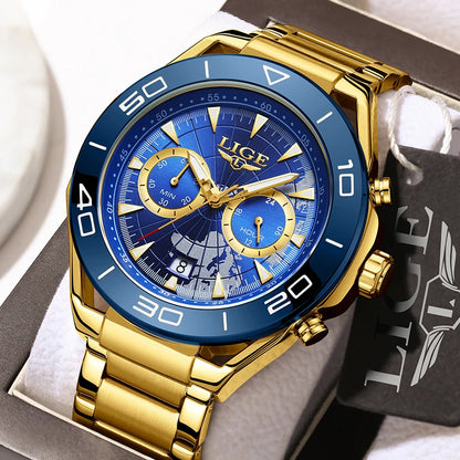 LIGE Top Brand Luxury Mens Watches Casual Business Watch Men Fashion Waterproof Military Men's Quartz Wristwatch Montre Homme