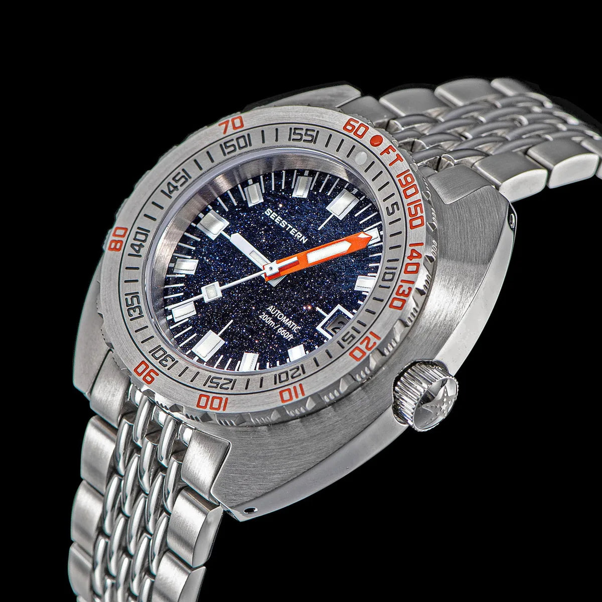 SEESTERN Men Diving Watch Automatic Luminous Date Waterproof Turn Bracelet Wristwatches Retro SUB300T Mechanical Sapphire Glass