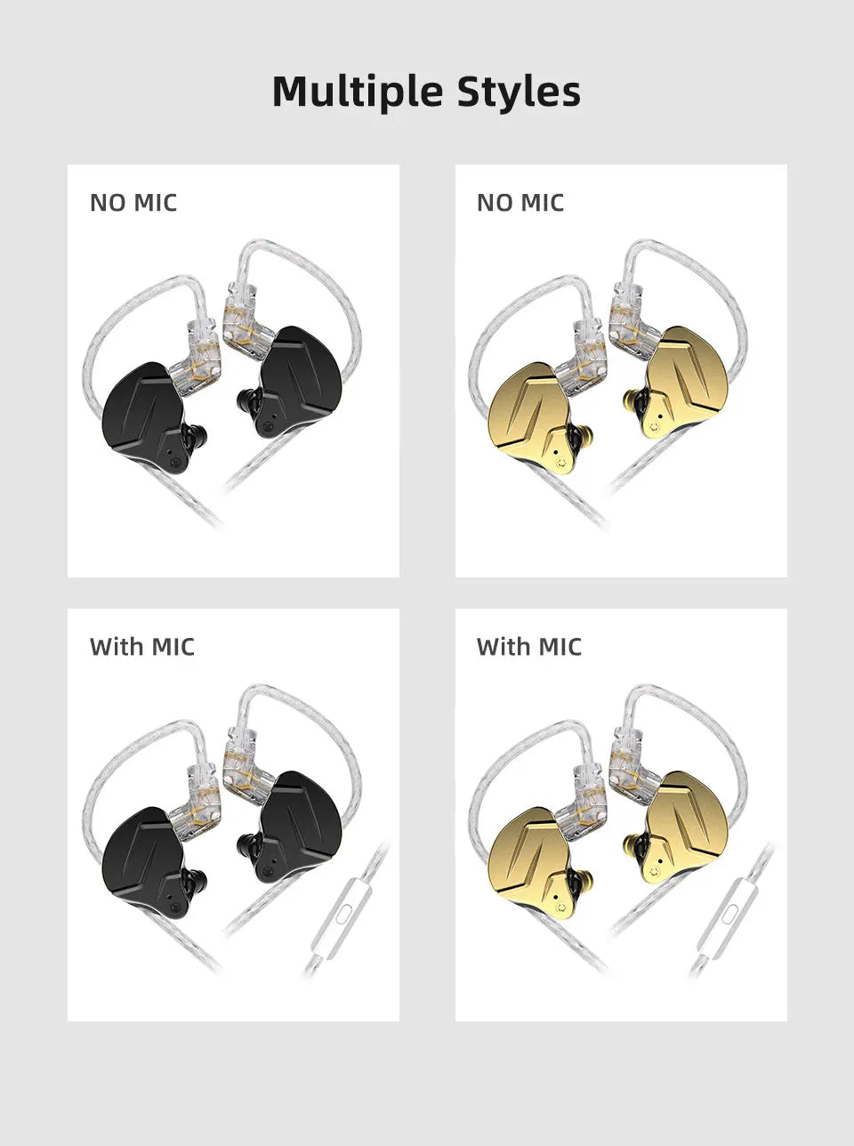 KZ ZSN Pro X Hybrid HiFi Wired Earphones 1BA+1DD Metal In-Ear Earbuds with Detachable Cable, Sport Noise Cancelling Headset