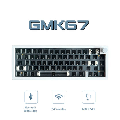KIT de teclado mecânico GMK67 Bluetooth 5.0/2.4G sem fios/com fios com montagem gasket para gaming — KIT de teclado personalizável