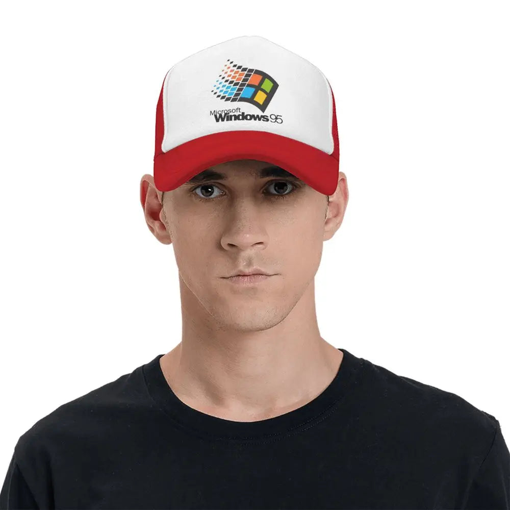 Șepci de baseball unisex „Windows 95 Geeks Nerd Mesh” – șepci de soare la modă, șepci ajustabile cu închidere tip snapback, șepci de pescuit – vânzare en gros – șepci Trucker noi