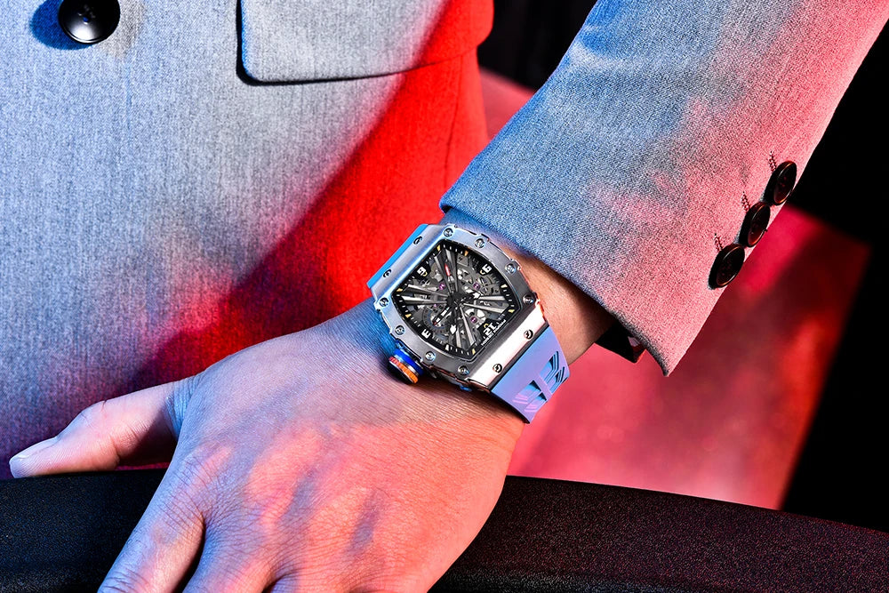 PAGANI DESIGN Newest Luxury Skeleton Watches VH65 Man Quartz Watch 42MM Rubber Strap Sapphire Glass Waterproof reloj hombre