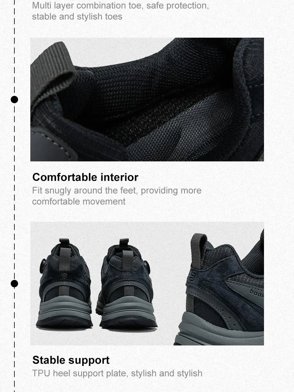 Baasploa Men Hiking Shoes Non-Slip Wear Resistant Outdoor Climbing Walking Shoes for Men Comfort Inner Cotton Outdoor Sneakers