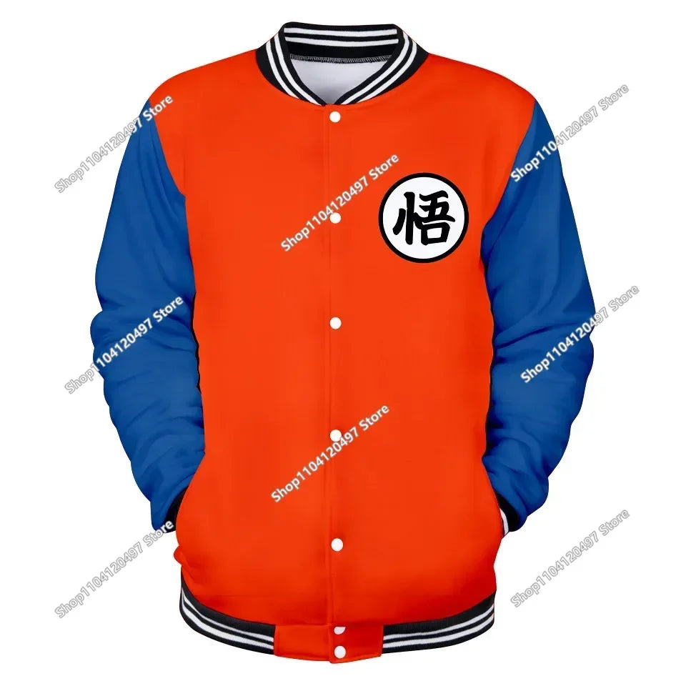 Dragon Ball Goku Kanji Symbol Men Zipper Hoodie Cartoon Japan Anime Women Sweatshirt 2025 New Fashion Children Jackets Coat