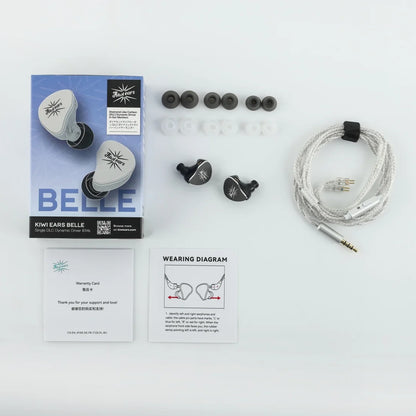 Kiwi Ears Belle 10mm DLC Dynamic Driver in-Ear Monitor, HiFi Wired Earbuds with Dual Silver-Plated Cables, Professional  linsoul