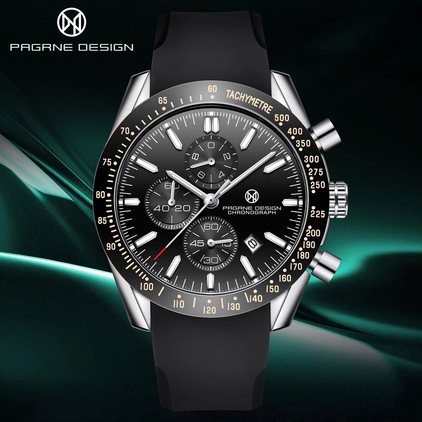 PAGANI DESIGN New 45mm Men Quartz Watch Rubber Belt Men's Luxury Watch Fashion Casual Sports Male Clock Relogio Maasculino