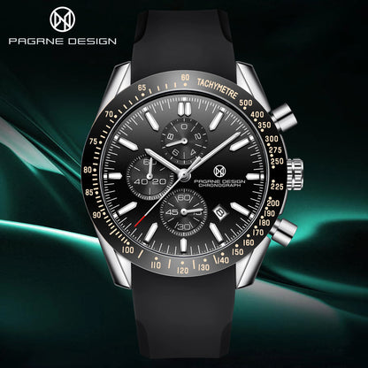 PAGANI DESIGN New 45mm Men Quartz Watch Rubber Belt Men's Luxury Watch Fashion Casual Sports Male Clock Relogio Maasculino
