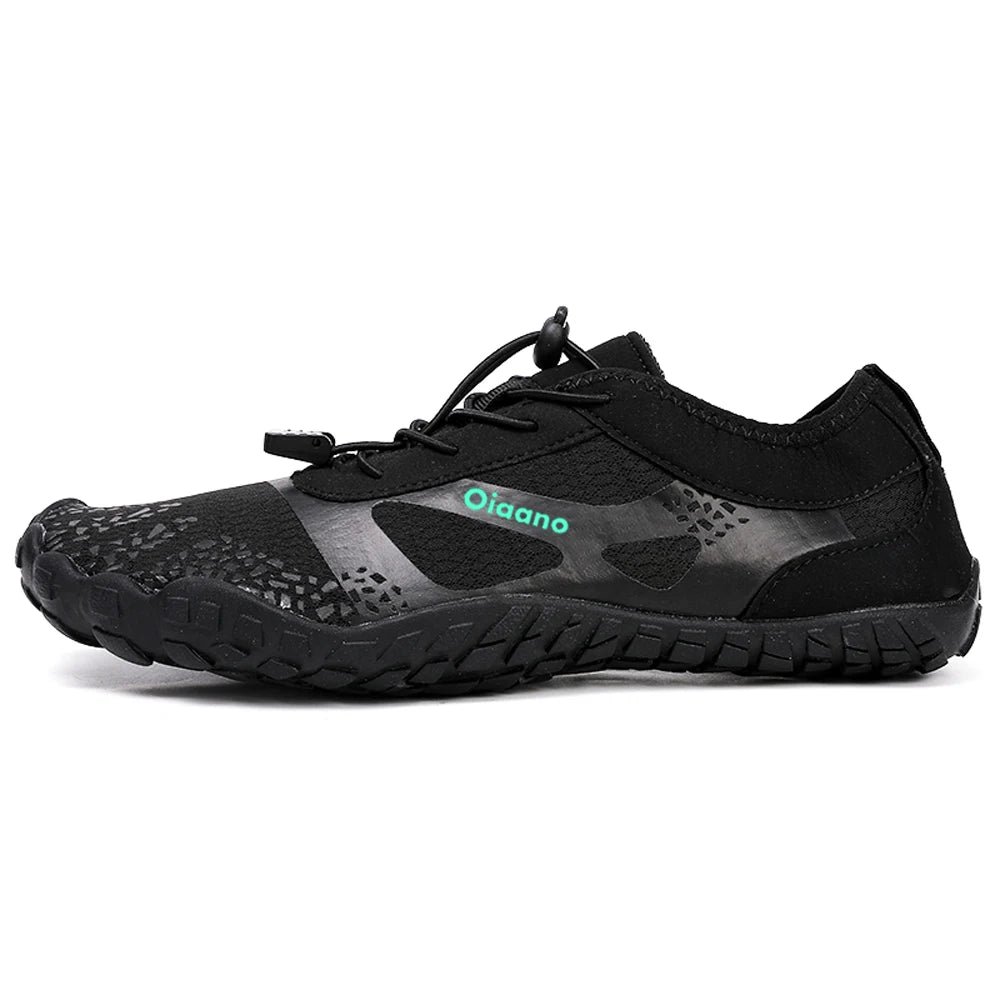 Oiaano wide toe man barefoot black shoes, woman sports sneaker unisex water booties, male aqua beach soft sole light breathable