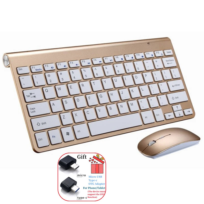 Conjunto de teclado e rato sem fios espanhol, hebraico, coreano e tailandês 2.4G Mini portátil para Windows, Mac e Android