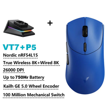 Rapoo GEN-2 VT7 Wireless Gaming Mouse, 8K Polling Rate, 53g Lightweight Gaming Mouse, 26K DPI, Macro Enabled, Rechargeable Gaming Mouse