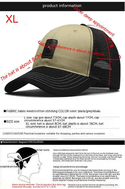 Big Head Man Plus Size Baseball Cap Summer Cotton Mesh Trucker Hat 3d Large Size Snapback 56-60cm 60-68cm OVERSIZE