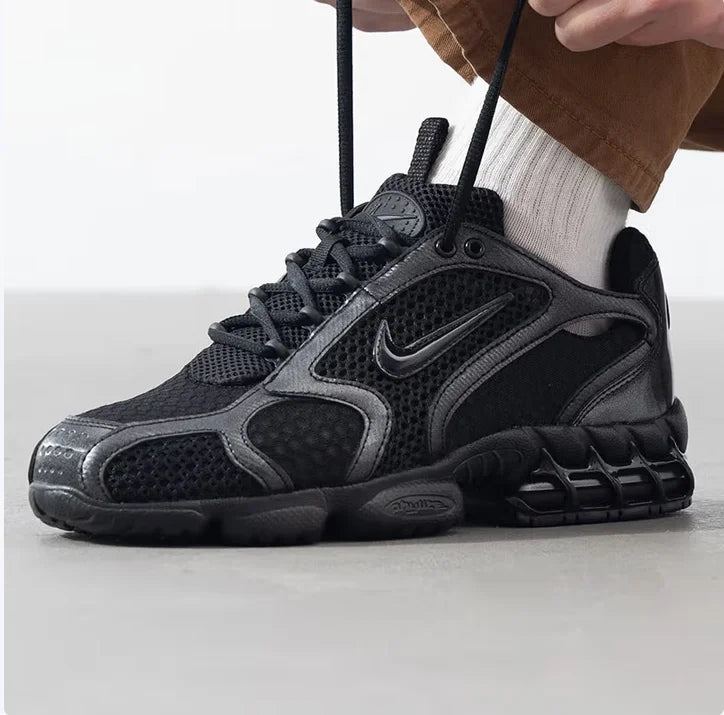 Nike Air Zoom Spiridon Cage 2 New Men's Pure Black Mesh Leather Patchwork Casual Sneakers Hm8497-010