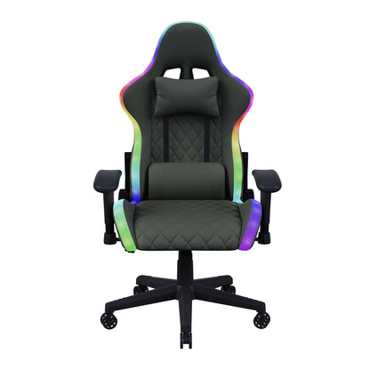 Gaming Chair with Massage Function, Adjustable backrest,Computer Chair,with ambient light,Lumbar Cushion, Pillow,150 KG