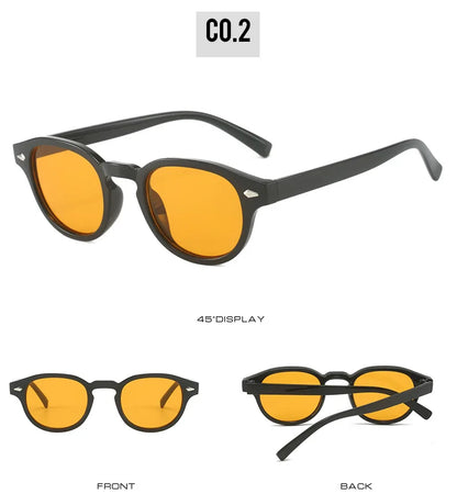 Simple Vintage Round Sunglasses Women Men 2025 Luxury Brand Design Retro Rivet Yellow Blue Lens Square Sun Glasses Female UV400