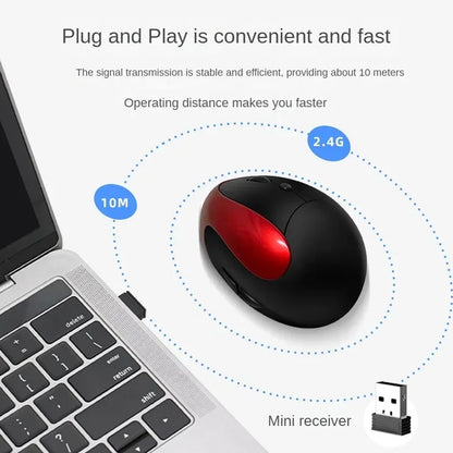 BTS-908 Ergonomic Wireless Vertical Mouse 2.4G USB Rechargeable Mouse with 1600 DPI Adjustable Sensitivity, 6 Buttons Computer Mouse