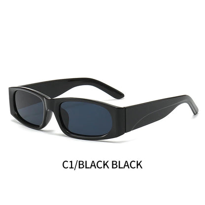 Hiphop Style Narrow Frame Black Sunglasses Men's Retro Effortless Orange Sunglasses UV400