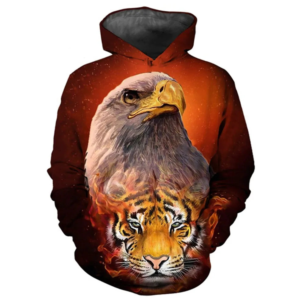 Animal Tiger Eagle Wolf 3D Print Men Women Laxity Hoodie Casual Oversized Pullover Popular Fashion Sweatshirt Trend Men Clothing