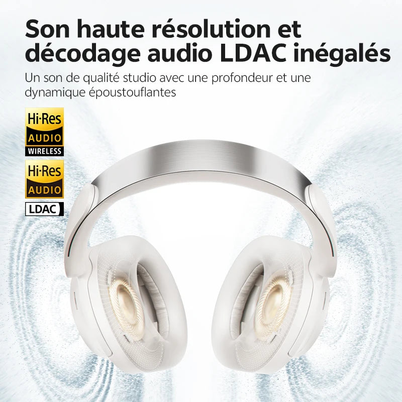 QCY H3S -56dB Adaptive ANC Over Ear Bluetooth 6.0 Headphones – Hi-Res LDAC Wireless Headset, 102H Battery, Dual Driver Spatial Sound