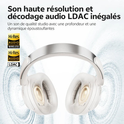 QCY H3S -56dB Adaptive ANC Over Ear Bluetooth 6.0 Headphones – Hi-Res LDAC Wireless Headset, 102H Battery, Dual Driver Spatial Sound