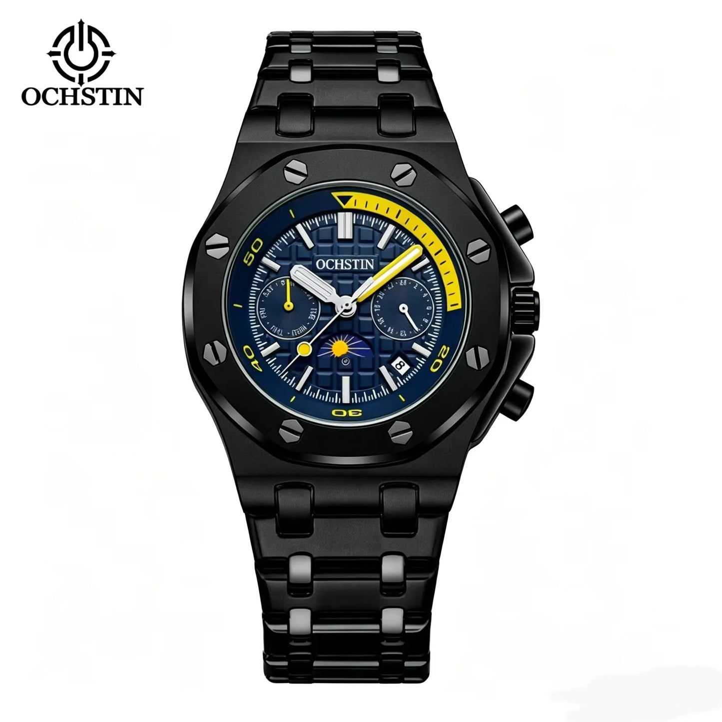 OCHSTIN Automatic Men Watches Luxury Designer Octagon Bezel Mechanical Date Day Night Dial Luminous Male Trendy Sport Wristwatch