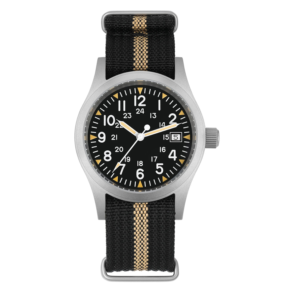 Militado ML05 38mm Military Field Watch VH31 Sweep Quartz Movement Domed Sapphire Crystal Waterproof 100M Super Luminous Watches