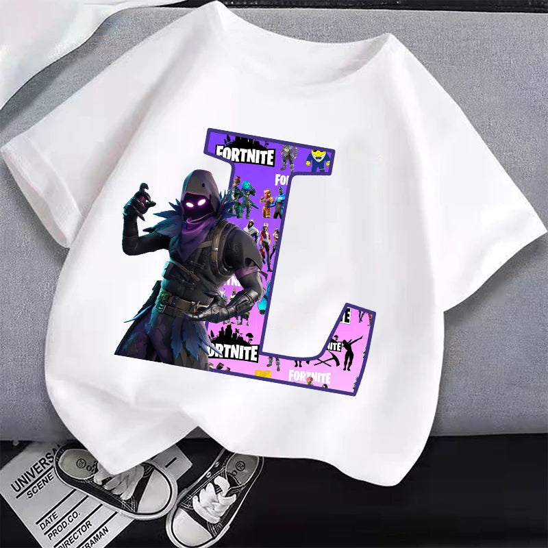 New Fortnites Kids T-shirts Cartoon Letter Graphic T-shirts Boys Girls Summer Casual Sports Short Sleeves Tops Children Clothing