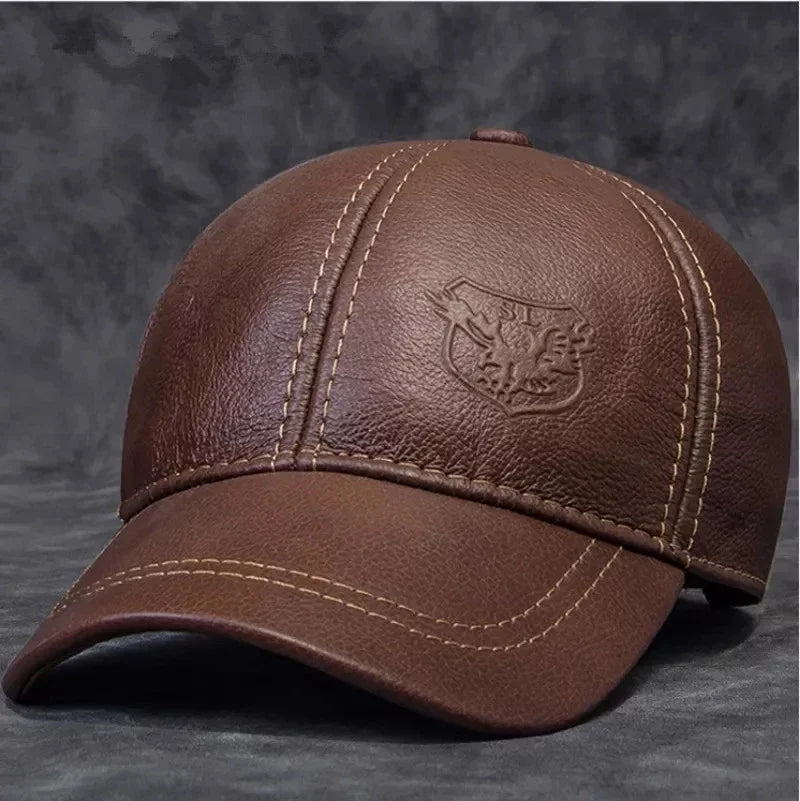 Męskie czapki z daszkiem z prawdziwej skóry bydlęcej, 56–60 cm, czarne/brązowe, z nadrukiem orła, dla mężczyzn, styl casualowy, uliczny, dla dziewczyny, czapki typu „dad hat”
