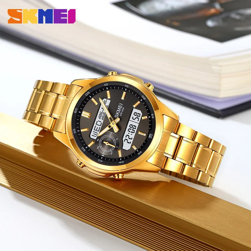 SKMEI 2284 Business Men's Electronic Multifunctional Dual Display Sports Waterproof Luminous Luxury Watch Digital Watch Reloj