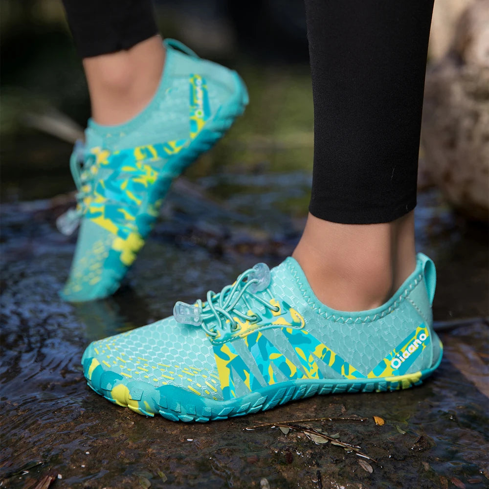 Oiaano wide toe man barefoot black shoes, woman sports sneaker unisex water booties, male aqua beach soft sole light breathable