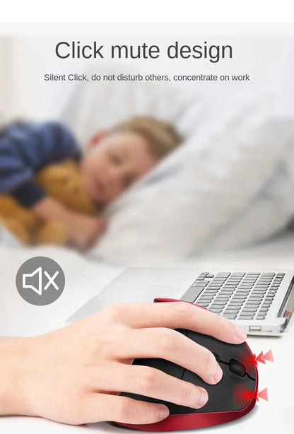 BTS-908 Ergonomic Wireless Mouse, Rechargeable Vertical Wireless Mouse with 2.4GHz USB Receiver, 1600 DPI Adjustable, 6-Button Ergonomic Mouse for Office & Laptop
