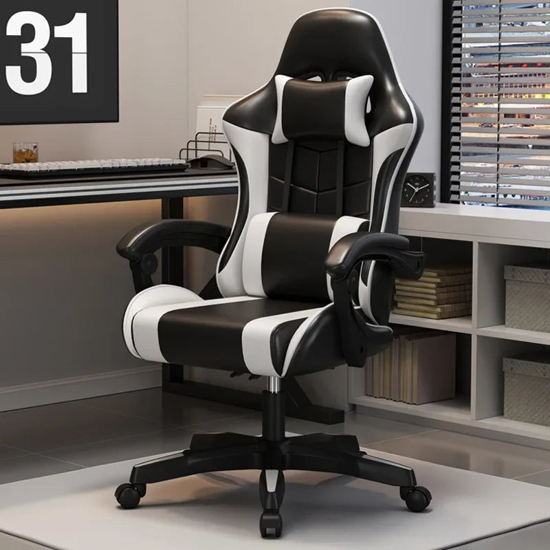 Chaise de jeu ergonomique pour le bureau à domicile, idéale pour les longues heures de travail, les streamers, chaise de jeu pivotante à dossier inclinable réglable, chaise de jeu confortable.