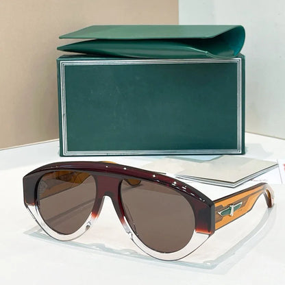 Big Oval Handmade Sunglasses for Men Women Thick Acetate High Quality Fashion Brand Design UV400 Prescription Glasses with Case