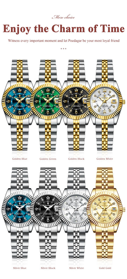 POEDAGAR Top Luxury Ladies Wristwatch Waterproof Luminous Date Casual Women Watch Stainless Steel Quartz Fashion Women's Watches