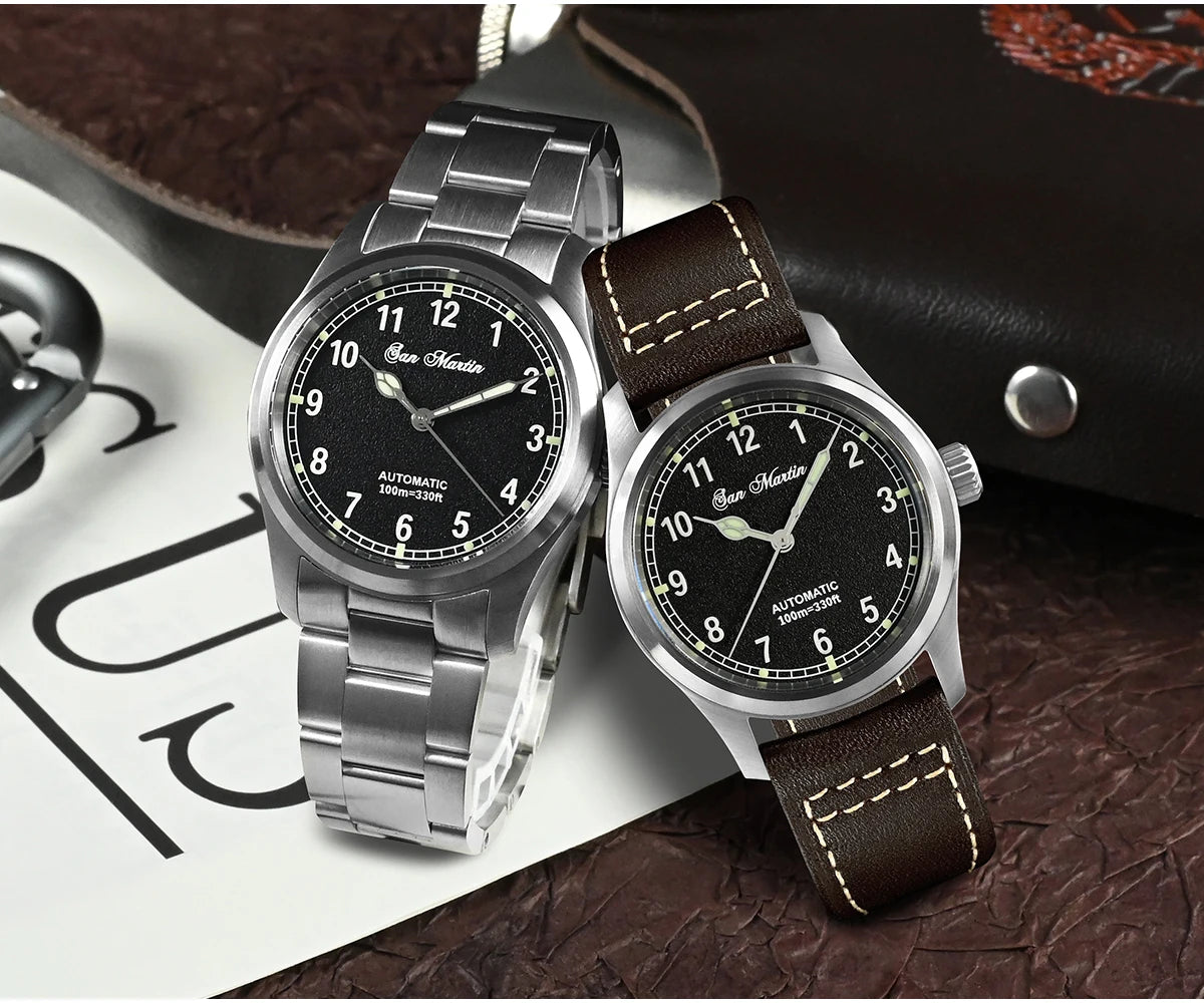 San Martin Simple Men Watch 37mm Pilot Miyota 8215 Classic Military Explore Automatic Mechanical Watches Waterproof 100m