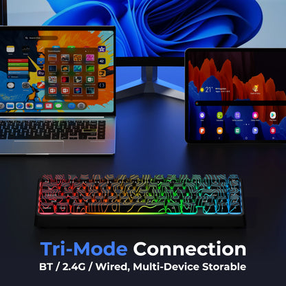 Teclado mecânico XVX M67 JadeStone com teclas IMD-Tech, hot-swappable, gasket, tri-mode, RGB personalizado, sem fios, 65%