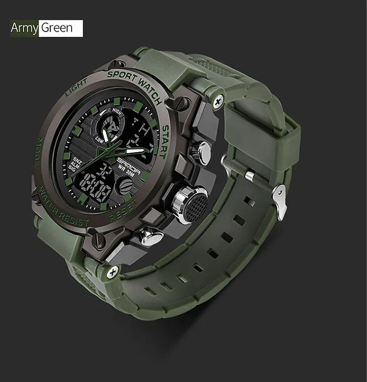 SANDA Top Luxury Watches Men Military Army Mens Watch Waterproof Sport Wristwatch Dual Display Watch Male Relogio Masculino