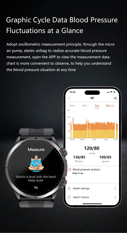 2026New Blood Pressure Air Pump Airbag Accurate Measure Smart Watch Men Micro Physical Examination Health ECG Smartwatch NFC BOX